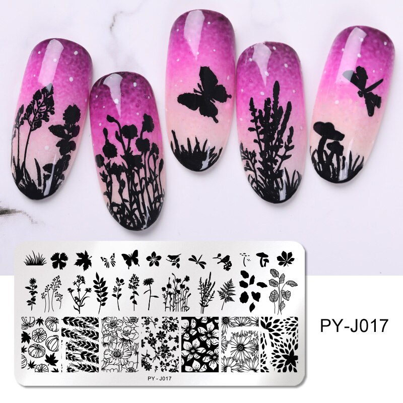 Billede dig lavendel sommerfugl blomst blade billede søm stempling plader stribet linje geometrisk plade rustfrit stål stencil værktøjer: Default Title