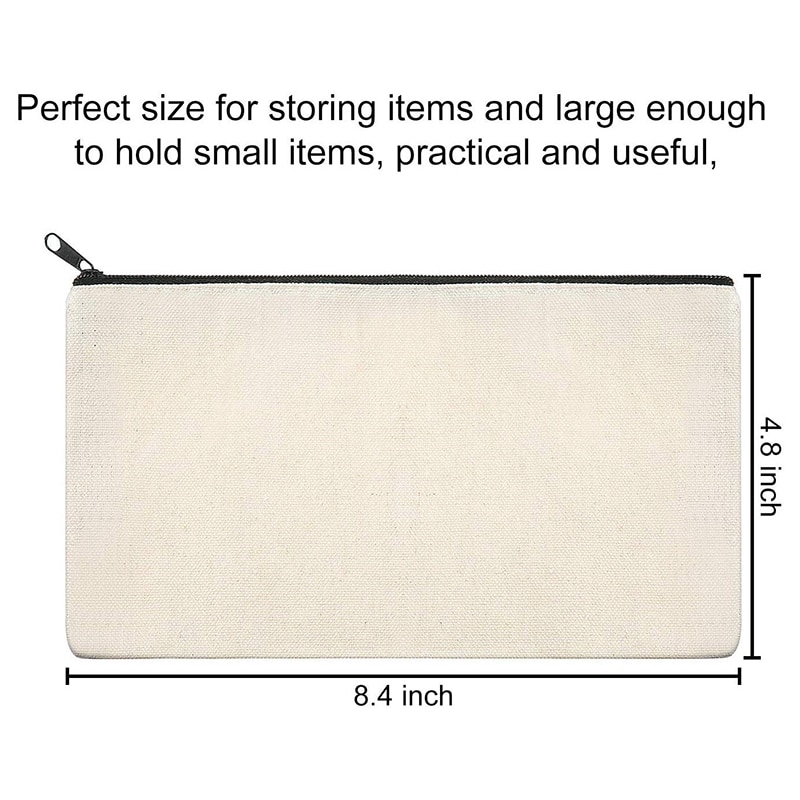 10Pcs Canvas Makeup Bags Canvas Zipper Pouch Bags Pencil Case Blank DIY Craft Bags Cosmetic Pouch for Travel DIY Craft School