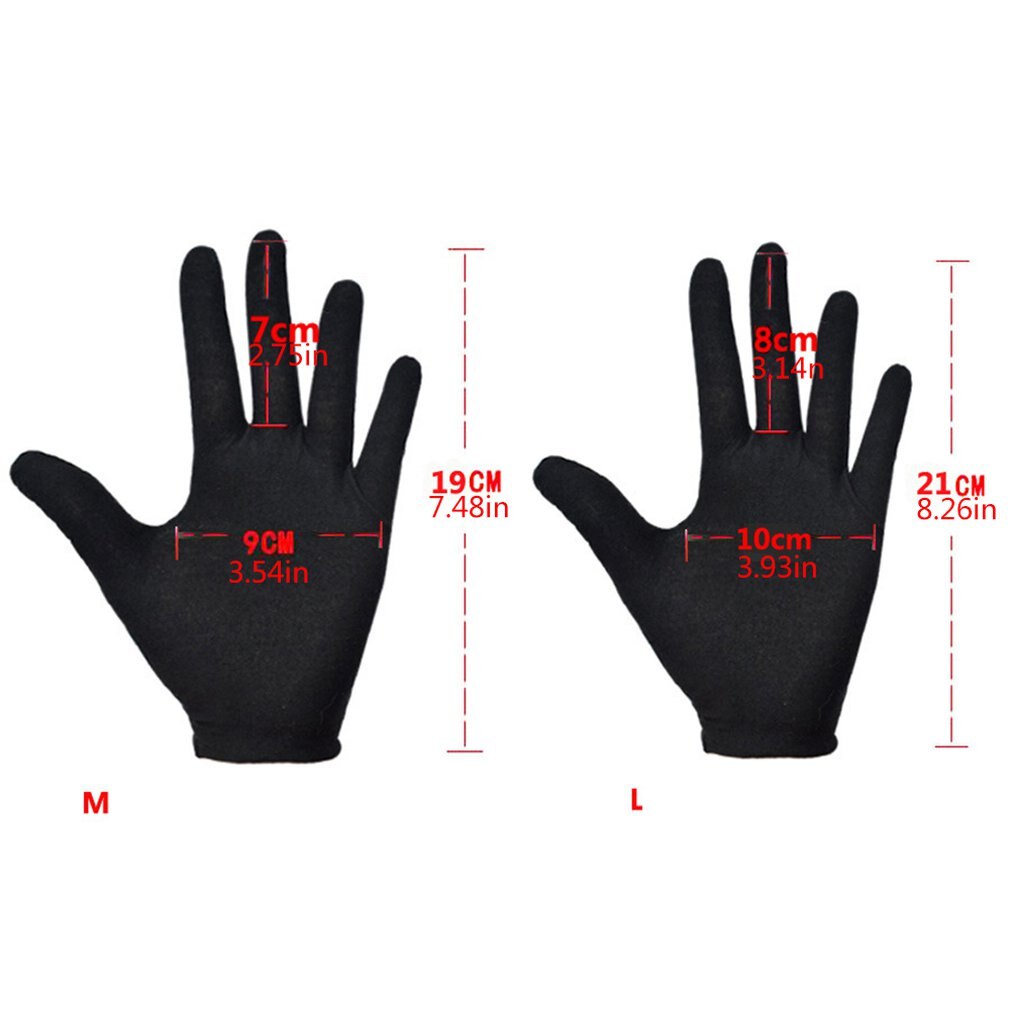 Noir 6 paires gants Inspection coton travail gants haute Stretch gants mince épais résistant aux taches de