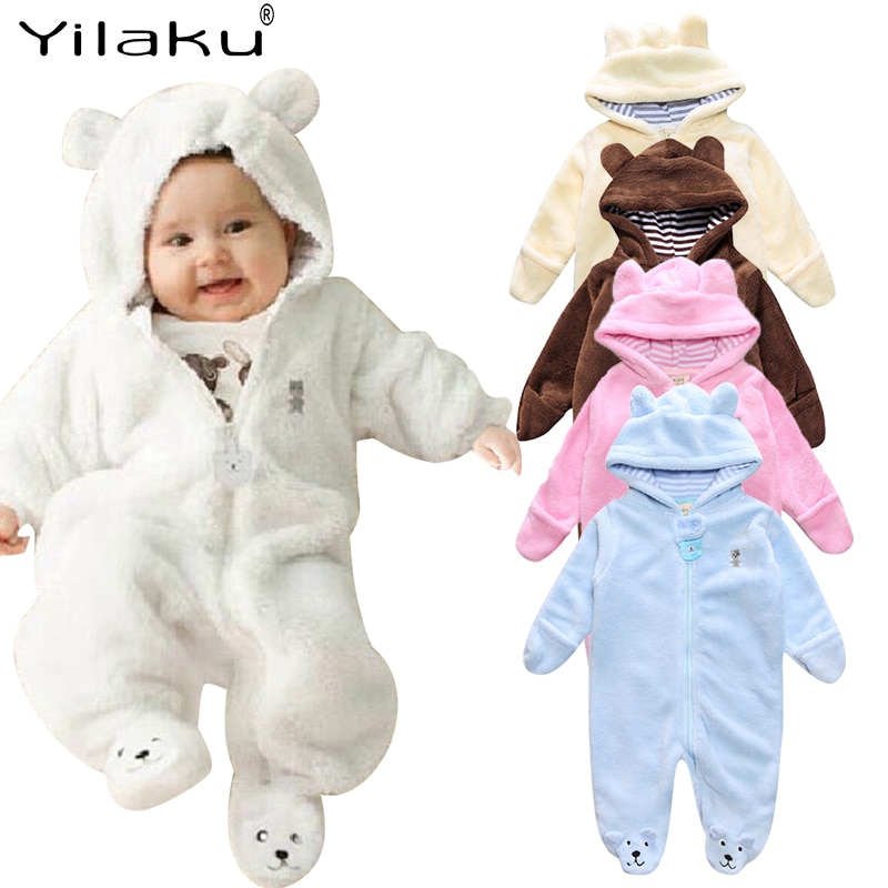 Yilaku Baby Kleding Herfst Hooded Baby Meisje Romper Wrap Voet Peuter Jongens Jumpsuit Beer Cartoon Kids Baby Unisex Een-stuk YY065