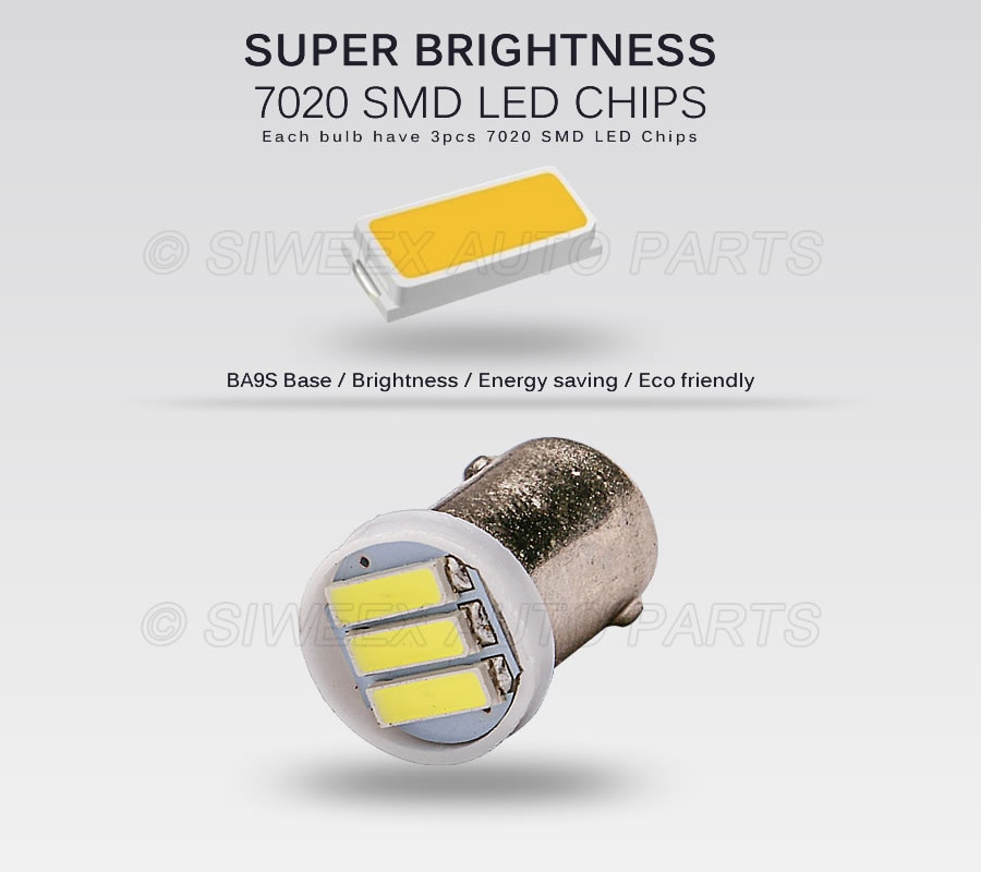 High Power 2pcs 12V auto Car Interior LED Clearance Light BA9S T4W 3 SMD 1W White Auto Backup Reserve Bulb styling lamp bulb sig