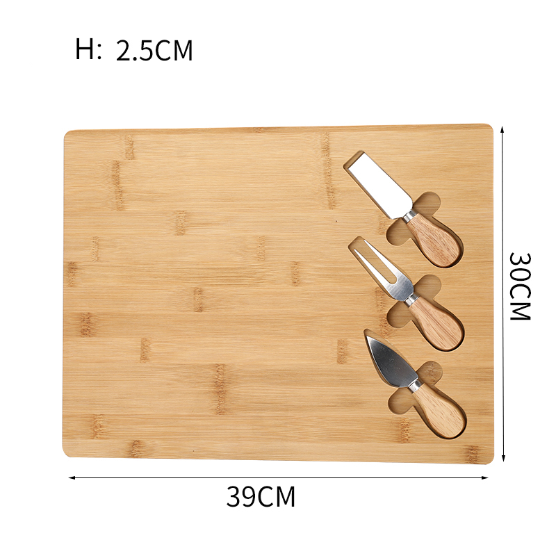 Bamboo Cheese Board With Handle Knives Wooden Cutting Board Cheese Cooking Tool Set Cheese Slicer Fork Scoop Cutter F1136: Default Title