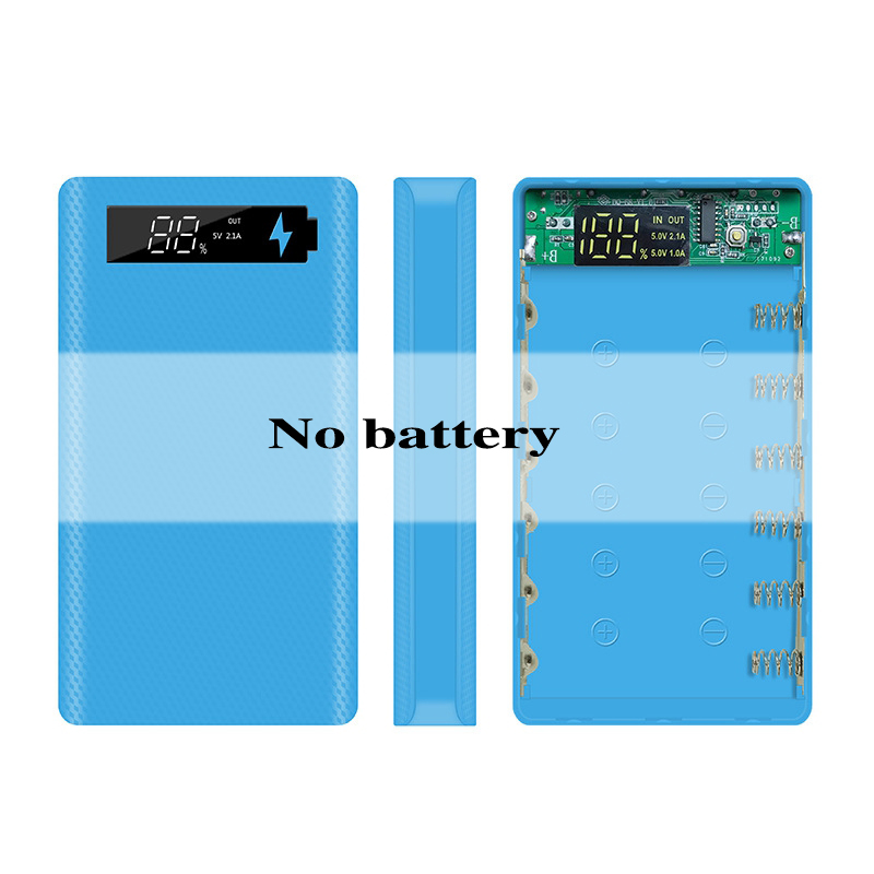 6*18650 Battery Power Bank Shell Charger Box Digital Display Powerbank Shell Portable Power Kit Battery Case Type-c Micro