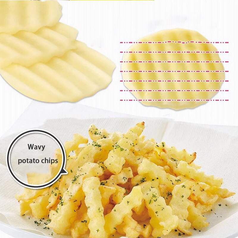 Portable Wavy French Fries Cutter Stainless Steel Wavy Onion Potato Slice Crinkle French Fries Salad Corrugate Cutting Knife