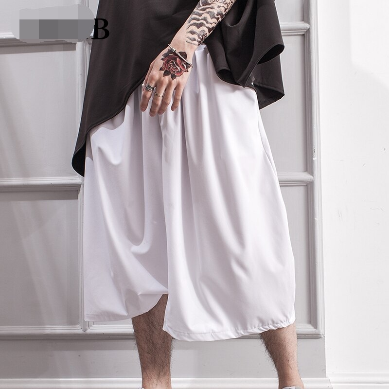 Pantaloni da uomo pantaloni estivi pantaloni culotte da uomo cavallo basso pantaloni larghi hip hop nero Yamamoto style