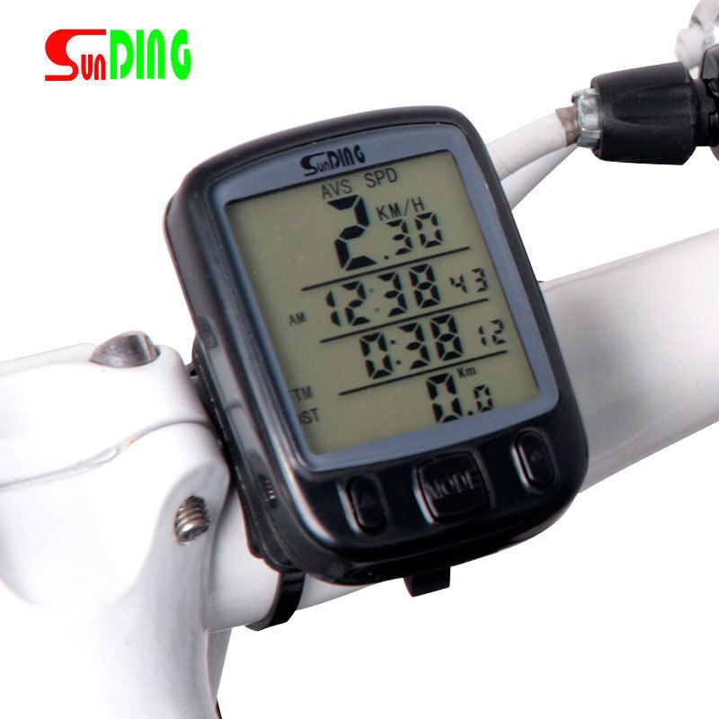 Sunding Road Bike Mountain Bike Stopwatch 563AC Bicycle Speed Meter Paper English Cable Wireless Night Light Mileage Speedometer