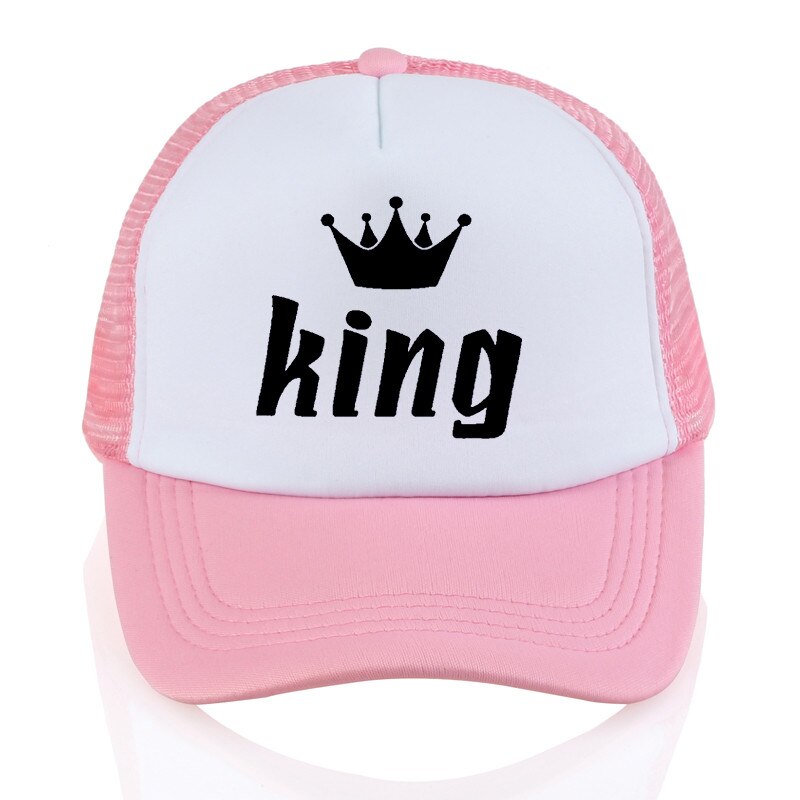 king queen cap crown Print baseball Caps Men Women Summer Visor Snapback Hat White Black Lover Trucker bone: gray