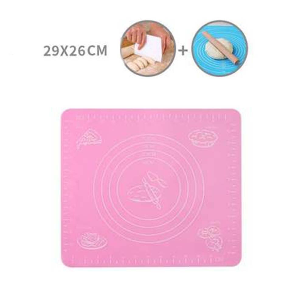Pastry Rolling Mat Kitchen Tool Cake Pizza Pie Biscuit Oven Non Stick Pad: Pink