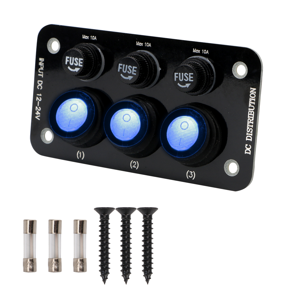Accessori per auto da campeggio Pulsante in poi/spento per roulotte Prese e interruttori multiporta Interruttore a levetta 12V per camper RV 6 posizioni: rosso