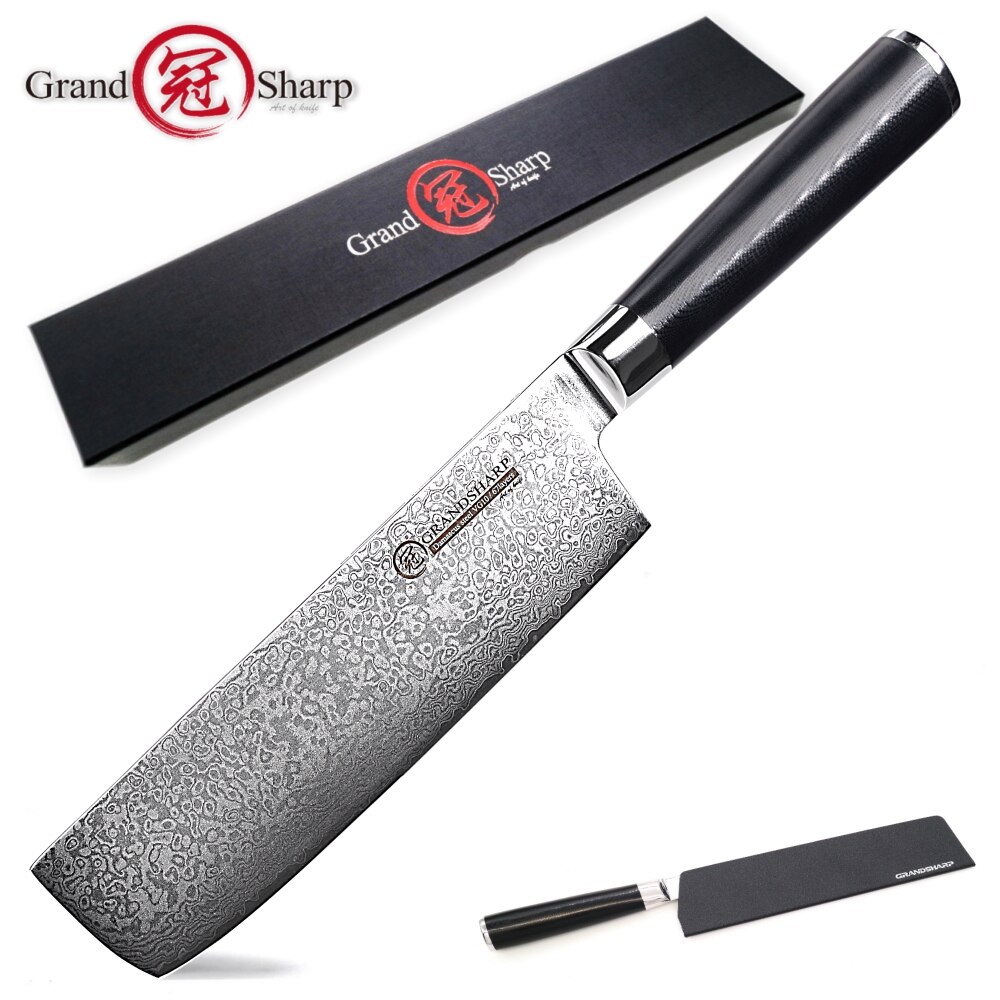 4 Pcs Chef Knife Set VG10 Japanese Damascus Steel Nakiri Kiritsuke Utility Kitchen Knives Cooking Tools Stainless Steel Scabbard: Nakiri knife