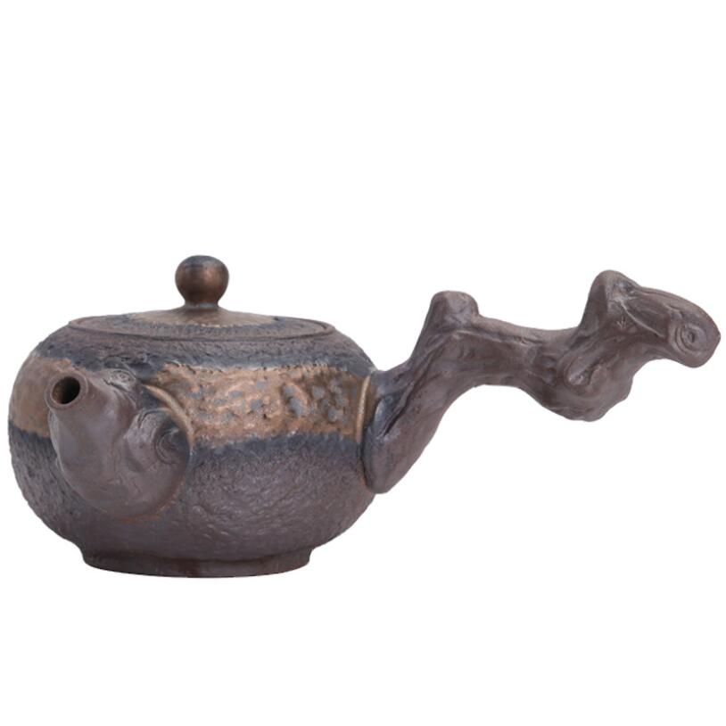 Pinny dött trä sida handtag tekanna keramisk antik tekanna pigmenterad drinkware kinesisk kung fu te service