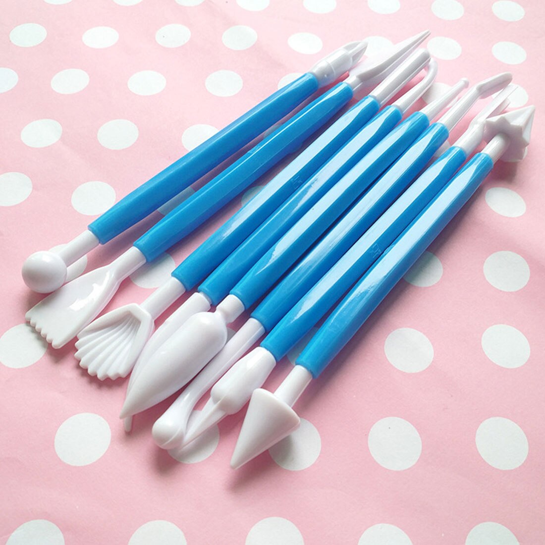 8pcs/set Fondant Cake Decorating Modelling Tools Fondant Needle Cake Pastry Carving Cutter Flower Clay Baking Tool: Blue