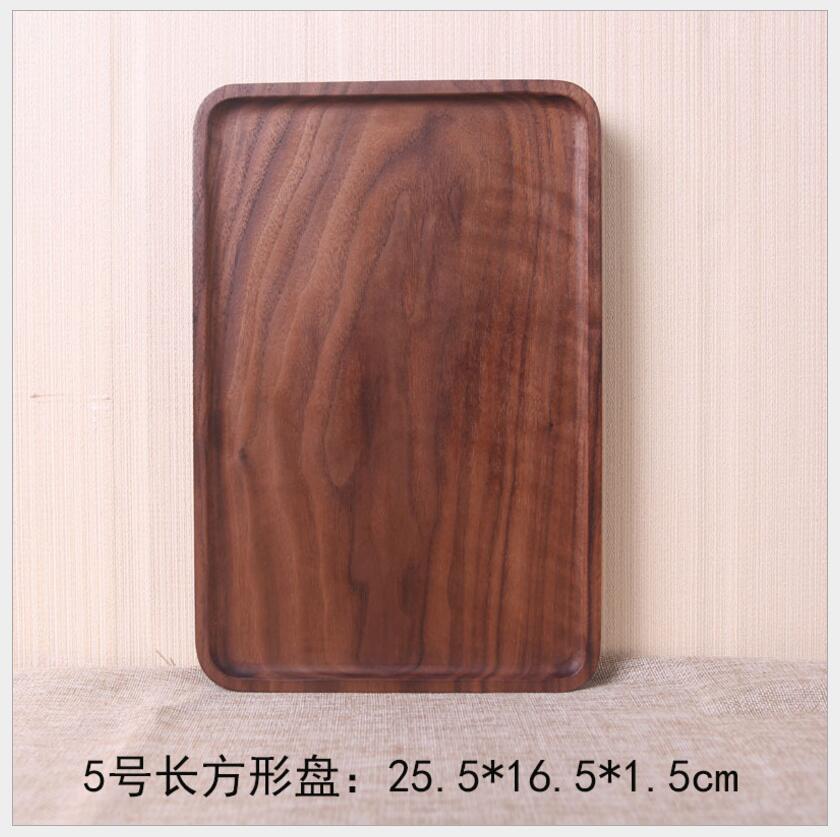 1PCS Wooden Platter Tray Black Walnut Rectangular Western Fruit Pizza Wood Tray Wood Tray Non-painted Solid Wood Tray: 25.5 16.5 CM