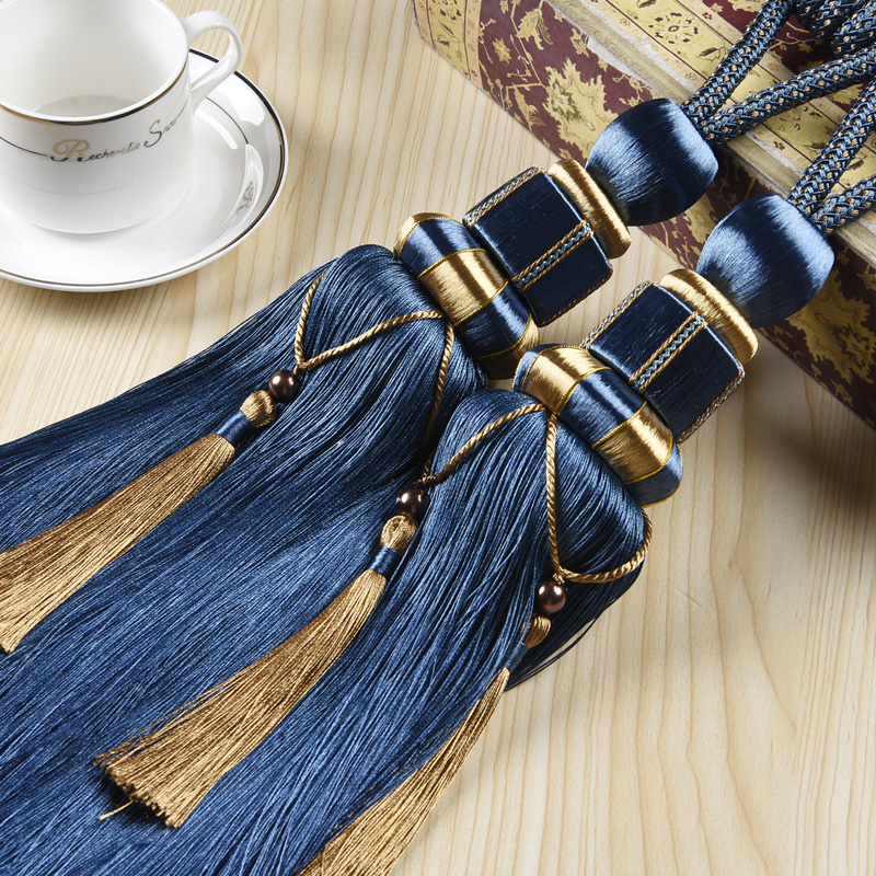 Embrasses de rideau à pampilles bleues de luxe d'europe pour décoration de salon crochets suspendus support de rideau accessoires de rideau CP071H: Bleu marine