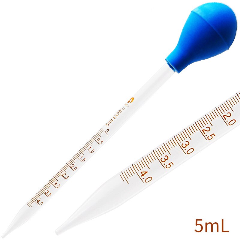 20 Stuks/partij Lab Glas 5Ml Pipet Glazen Pipet Met Rubberen Dop Afgestudeerd Pipetten Laboratorium Meetapparatuur