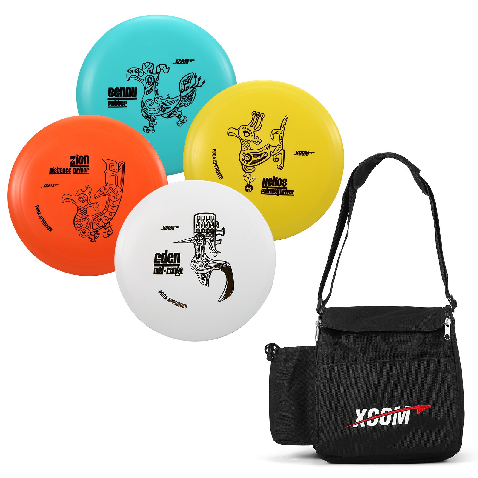XCOM Disc Golf Pro Set Golf Bag Pouch Distance Driver Fairway Driver Mid-Range Putter Disc for kids Adults Golf Accessories