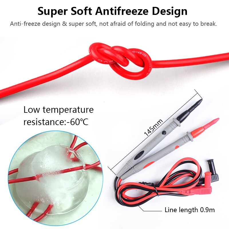 Digital Multimeter AC/DC Voltage Mete Tester Test Backlight Multimeter With Probe Test Leads Crocodile Clip