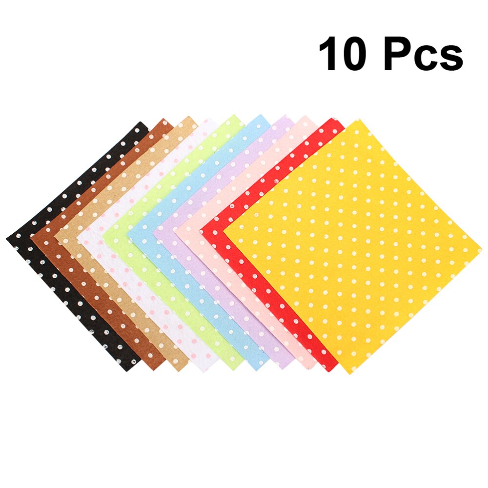 20Pcs 10 Colors DIY Non-woven Fabrics Dot Pattern Cloth DIY Craft Fabric for Kids Children (15x15cm)