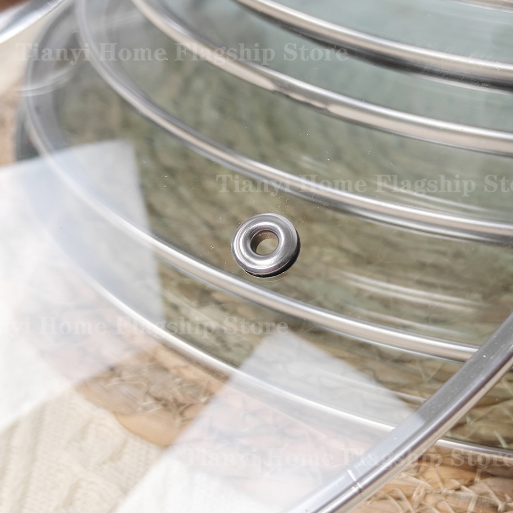 Tempered Glass Pot Lid Wooden Handle Rimmed Pan Lid Spill Shatter-Proof Round Chef Glass Cover for Versatile Home Cooking Pan