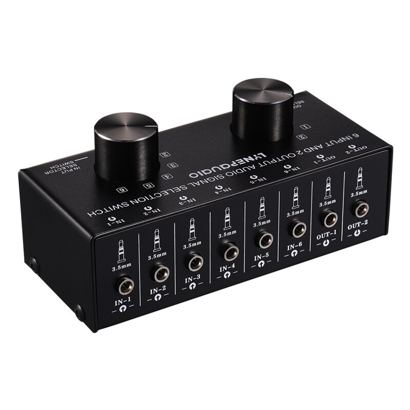 Umschalter 6 in 2 aus oder 2 in 6 Kopfhörer Lautsprecher Schalter Heraus Stereo Klang Quelle Signal Auswahl Schalter, Schnittstelle mit 3,5mm Des