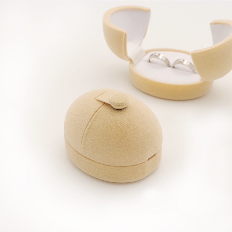 1 stuk eivormig dubbel fluwelen verlovingsoorbellen trouwringen doos voor twee ringen sieradenhouder display verpakking