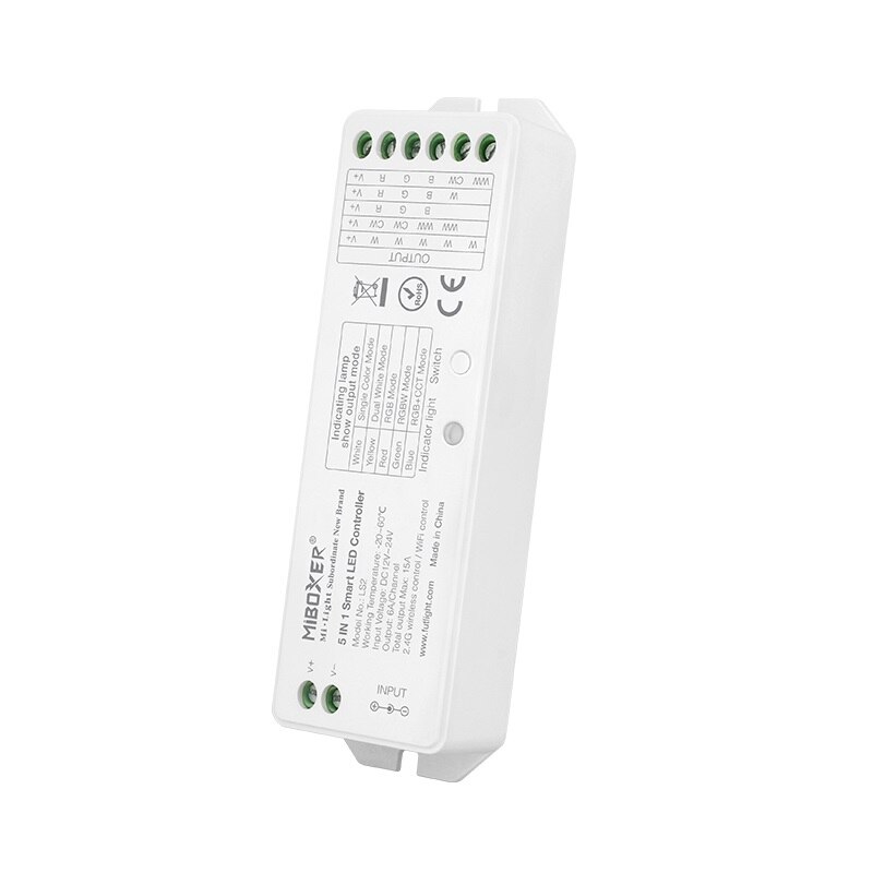 Miboxer LS2 LED Controller 5 in 1 Wireless Control DC12V-24V 15A for Single Color, CCT, RGB,RGBW,RGB+CCT LED Strip