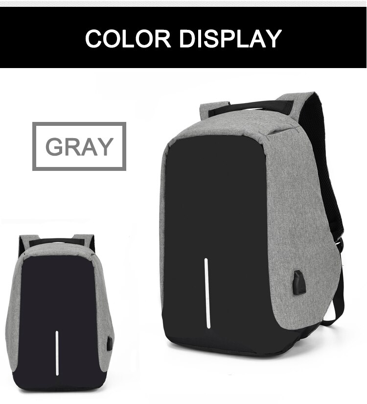IKE MARTI Anti-Theft Backpack 15.6 Inch Laptop Bag Men Mochila Women Waterproof Urban Black Large Capacity School Backpack: 003 gray