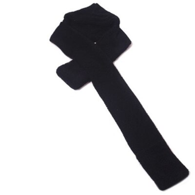 3 in 1 Women Winter Warm Soft Hood Scarf Snood Pocket Hats Gloves Hooded Srarves Scarf Hat Glove HO702006: black