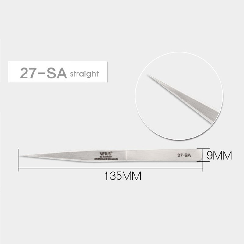 100% Rvs anti-statische wimper pincet superhard Wimper Extension tool pincet wenkbrauw: 27-SA