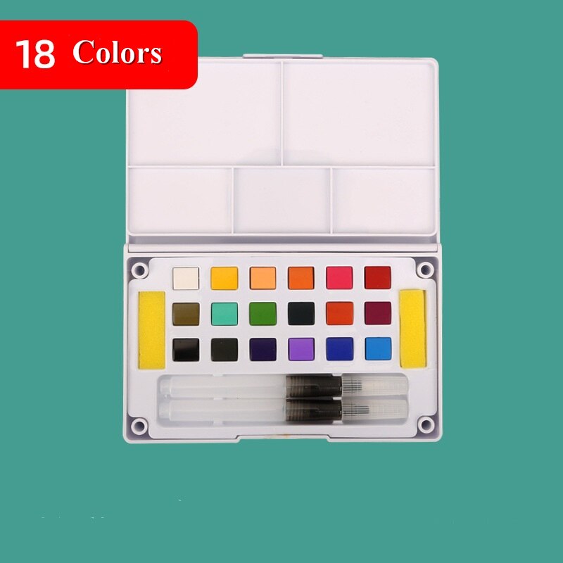 12/18/24/36 colores Kit de acuarelas sólidas para niños pintura pigmento de agua sólida con pincel de dibujo suministros de pintura artística: 18 colors