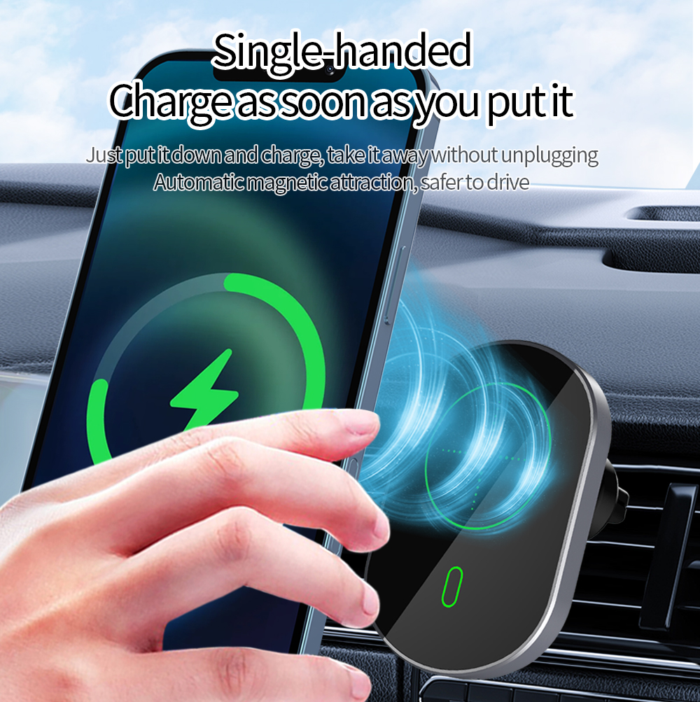 Magnetic wireless car charger t 15w for iphone 11 12 pro mini fast charging for huawei xiaomi oneplus samsung car fast charger