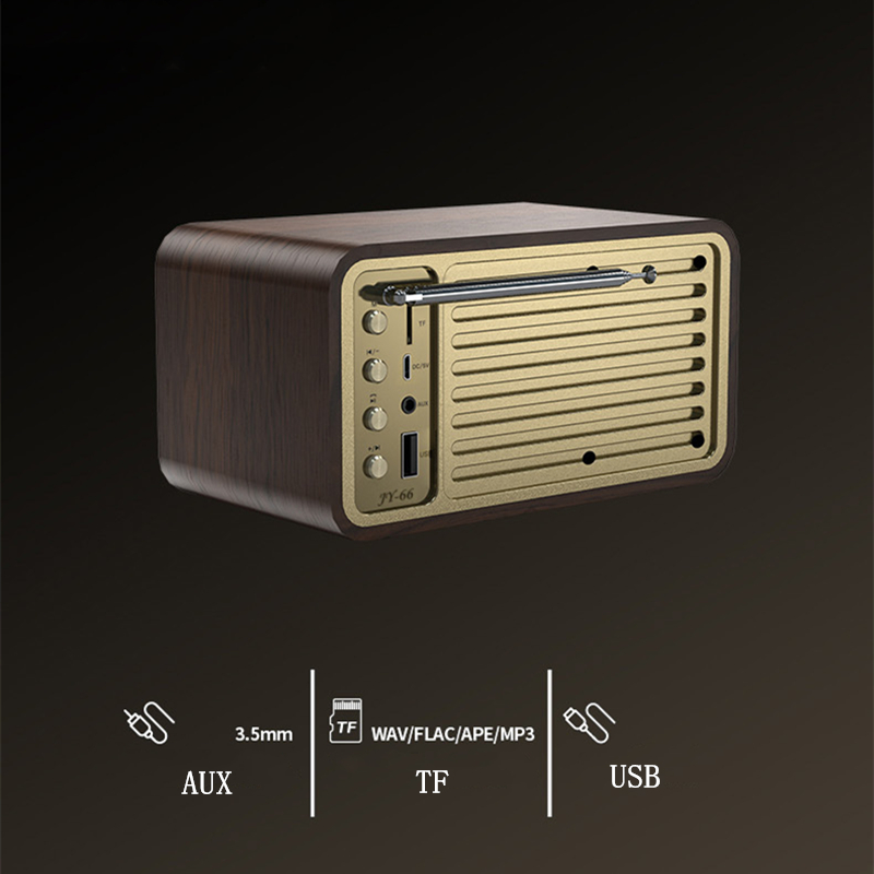 Wooden Bluetooth Speaker Retro Classic Soundbox HIFI Stereo Surround Super Bass Subwoofer AUX FM Radio Sound System for Computer