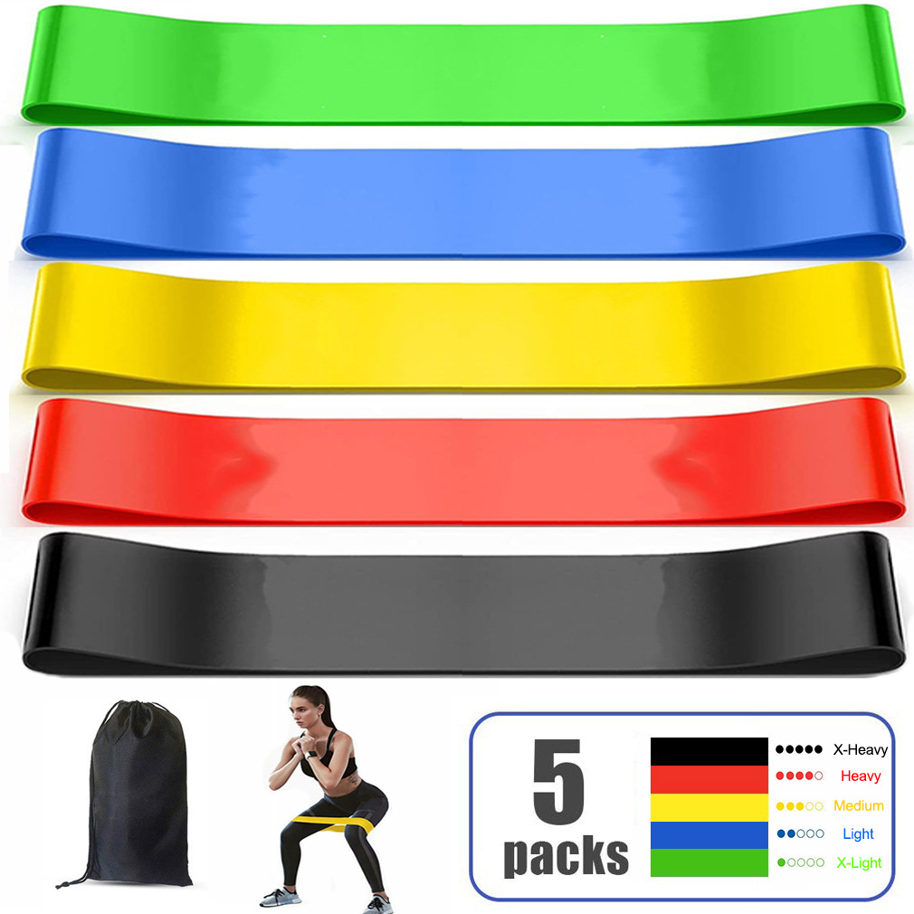 5PCS Gym Resistance Bands Yoga Band Fitness Exercise Training Hip Tension Band Leg Squat Dance Elastic Loop Stretch Band