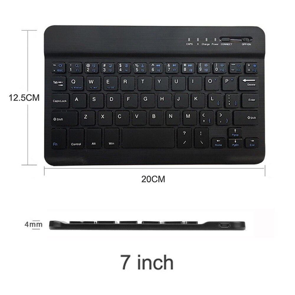 Mini składana klawiatura Bluetooth bezprzewodowa przenośna uniwersalna składana klawiatura z touchpadem dla Windows Android IOS Tablet iPad: 7 inch black