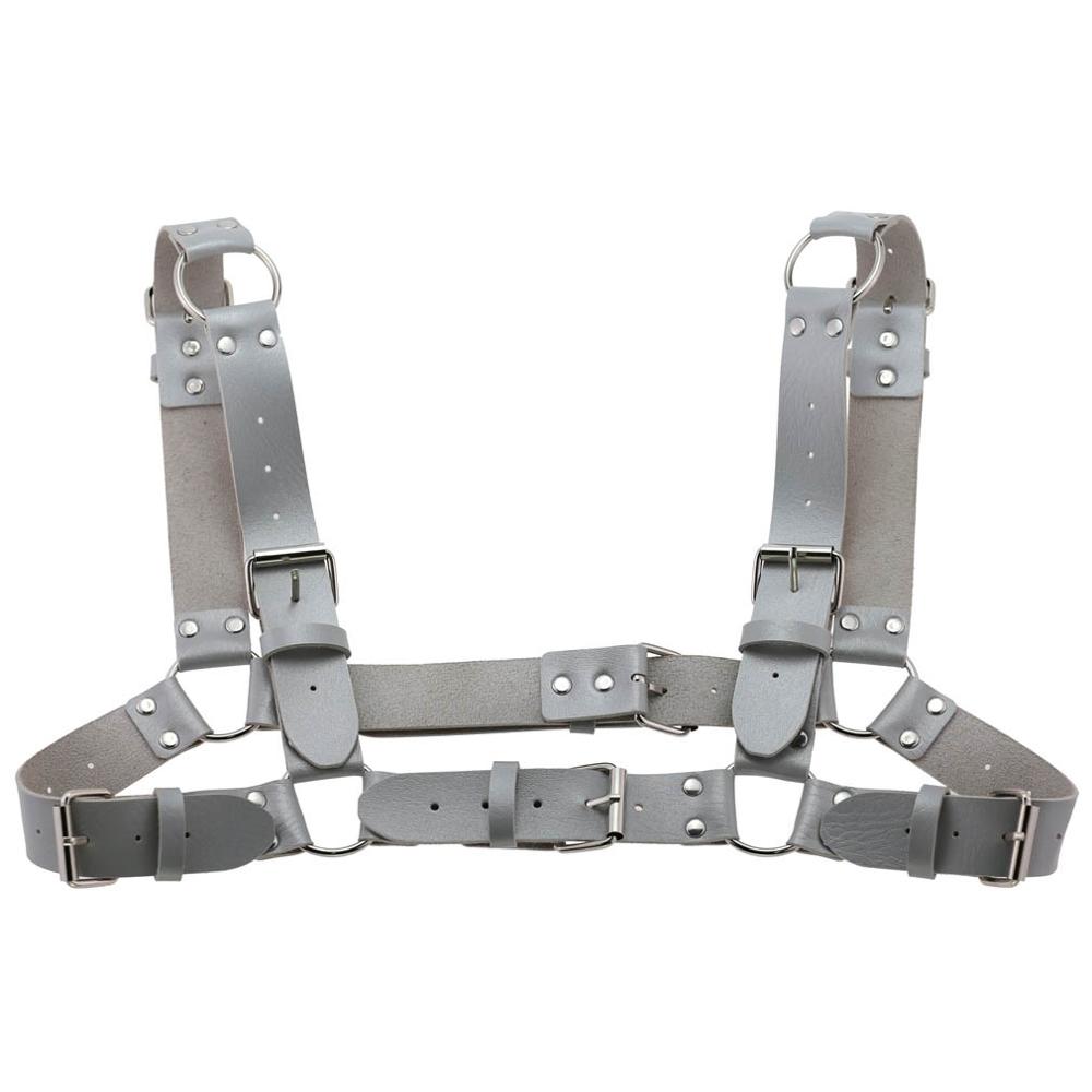 KMVEXO Degli Uomini Delle Donne Sexy Punk Chest Harness Regolabile Gabbia Catena Corpo In Metallo DELL'UNITÀ di elaborazione di Cuoio Del Choker Dichiarazione Della Collana Del Partito Clubwear: Gray