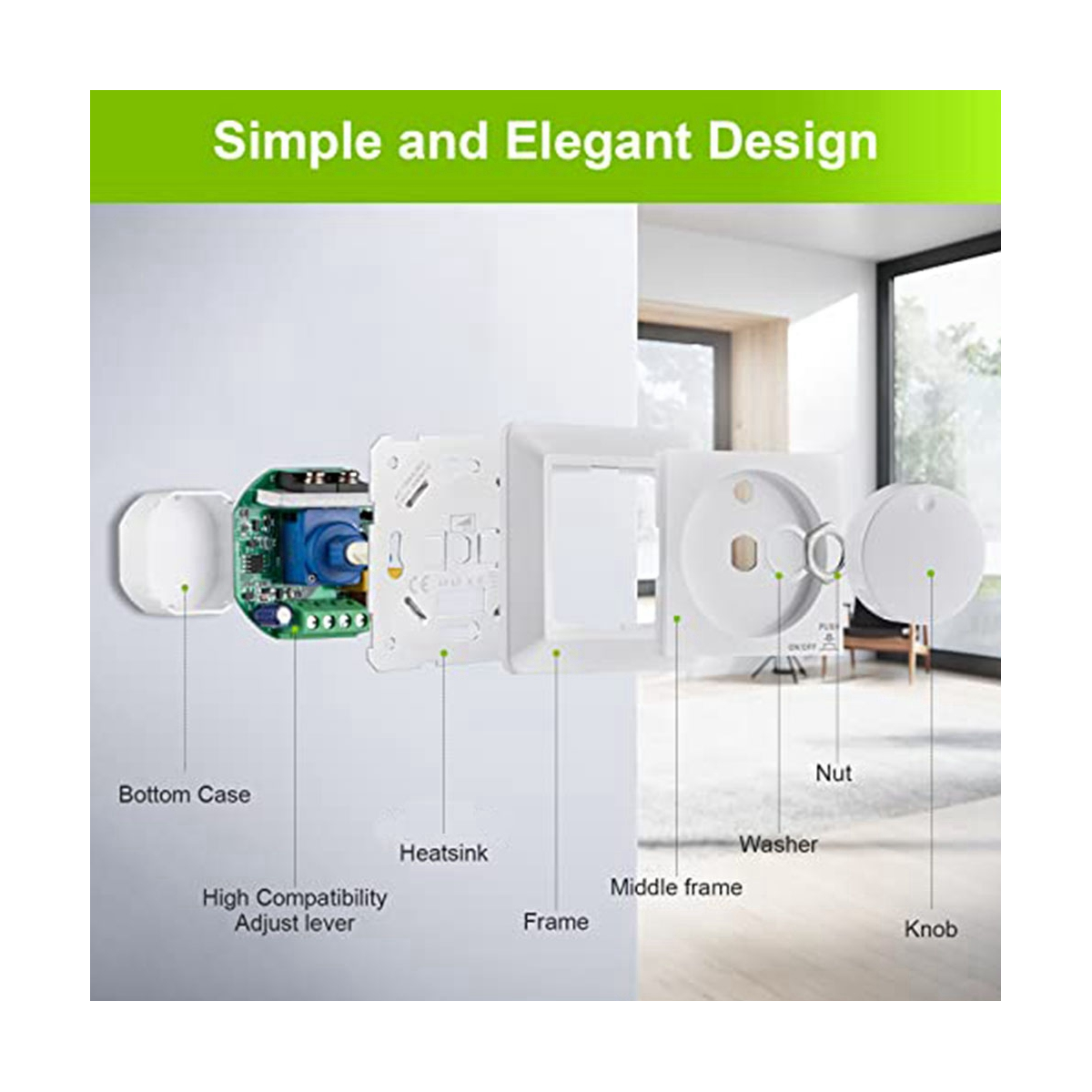 LED-Dimmer, Unterputz-Dimmer für dimmbare LED und Halogen, 5-300 W Dimmersc halter LED, Phasensteuerungs-Dimmer