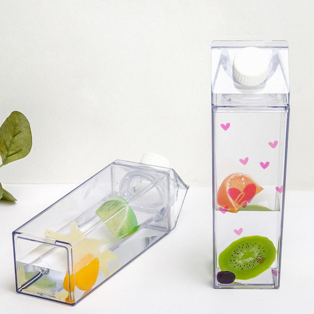 500Ml Water Fles Bpa Gratis Plastic Clear Melk Kartonnen Doos Transparante Buitensporten Reizen Sap Drinkbeker