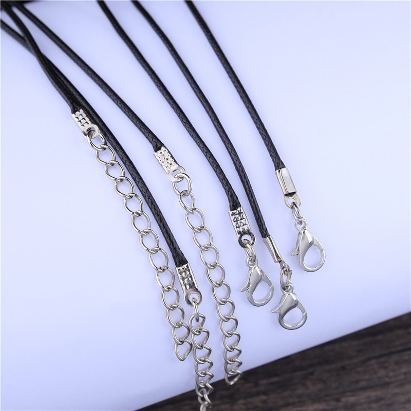 50 sztuk kolorowy skórzany sznur wosk liny łańcuch wosk naszyjnik ze sznurka wisiorek dla DIY Handmade karabińczyk sznurek biżuteria łańcuchy