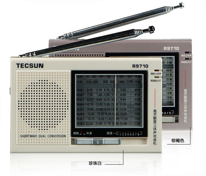 TECSUN R-9710 FM/MW/SW Dual Conversion World Band Radio Receiver With Built-In Speaker