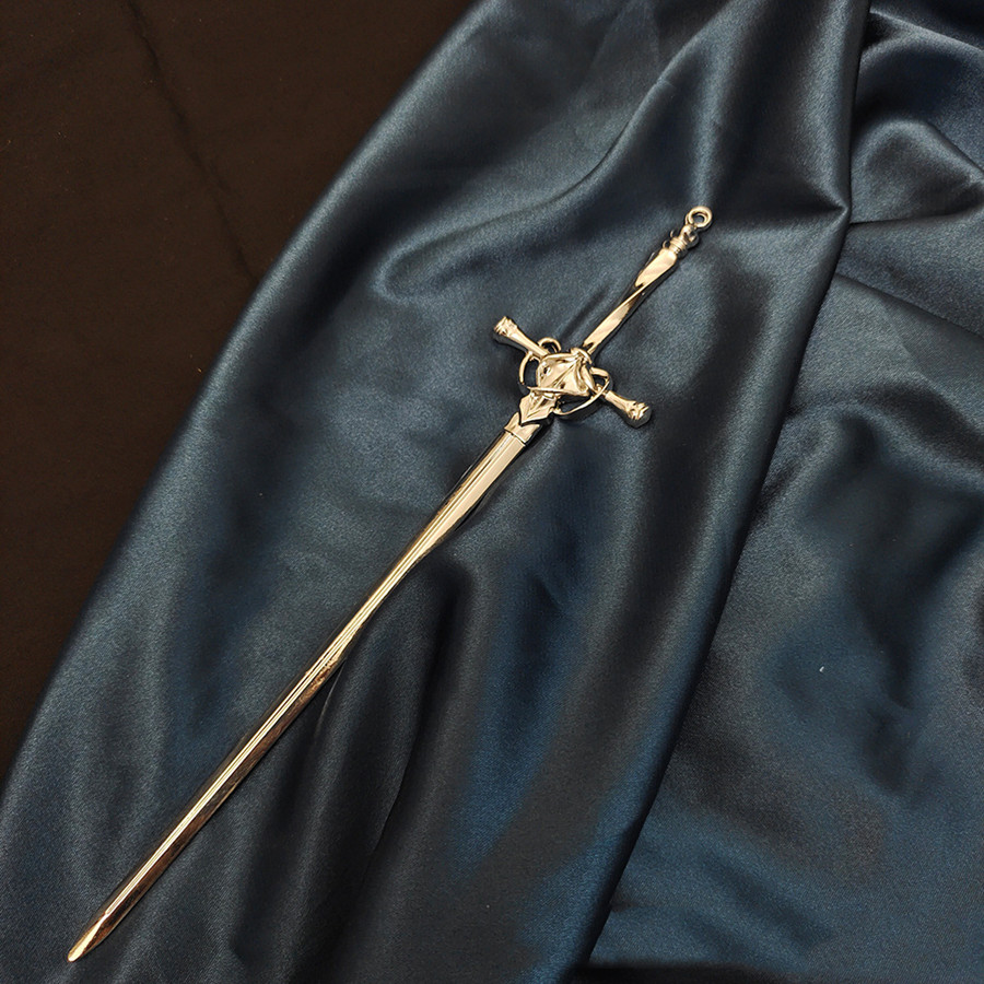 Nuovo punk rubino ciondolo spada forcina cinese semplice bastoni per capelli per donne retrò ragazza acconciatura capelli piatto accessori alla moda 2022: Luce di Colore Giallo Oro