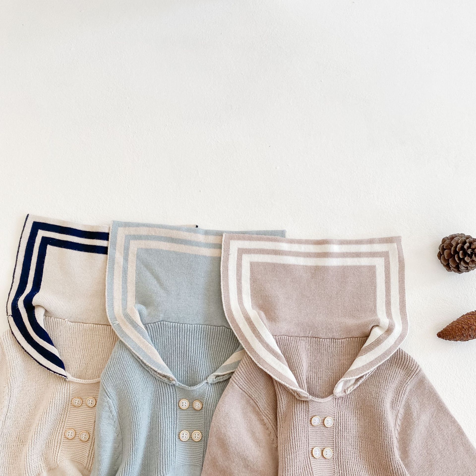 Herfst Baby Jongens Kleding Baby Meisje Gebreide Bodysuit Marine Kraag Baby Kleding Puur Katoen Lange Mouw Peuter Jumpsuit