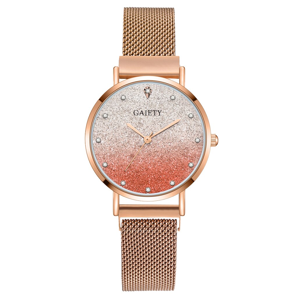 Gaiety reloj para mujeres de aleación de cinturón Casual esfera sencilla cielo estrellado de cuarzo de lujo relojes de pulsera de reloj femenino: pink