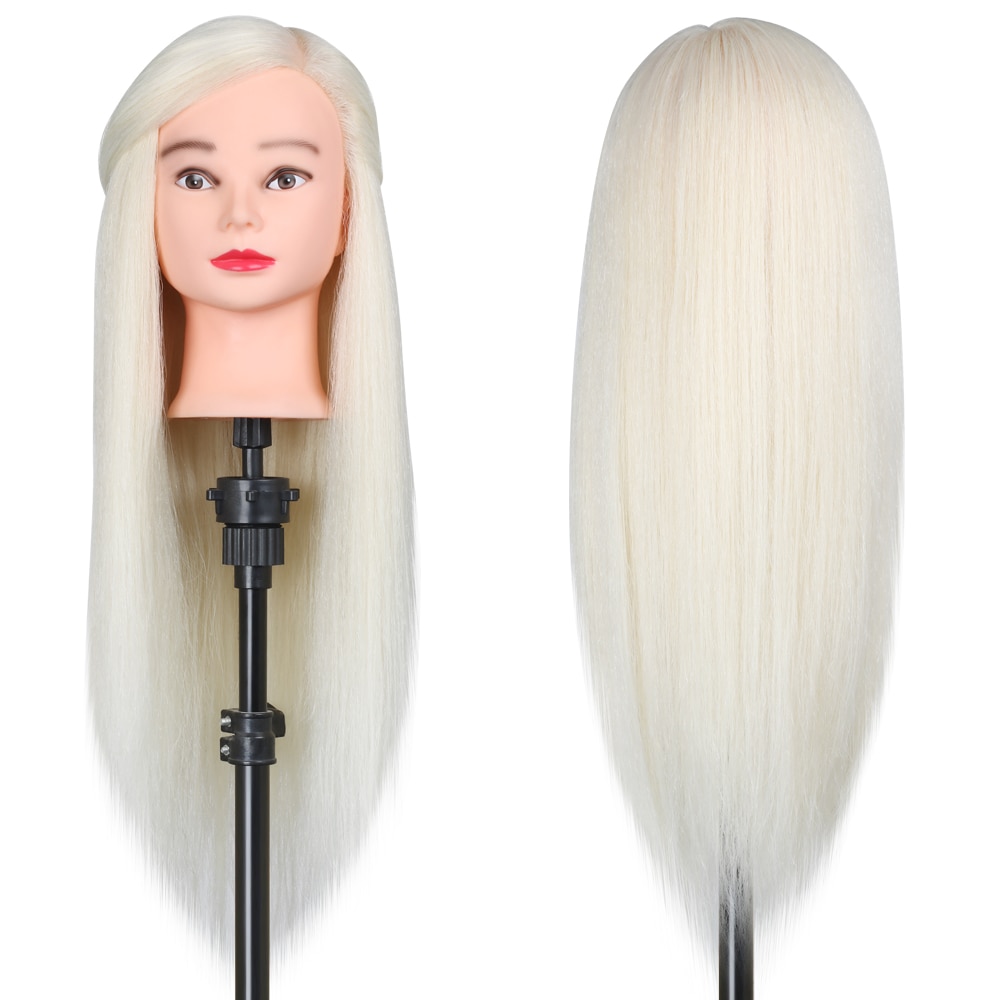 50%  echte haren 60cm blonde haren mannequin hoofden haarverzorgingstraining poppenhoofden haar mannequins