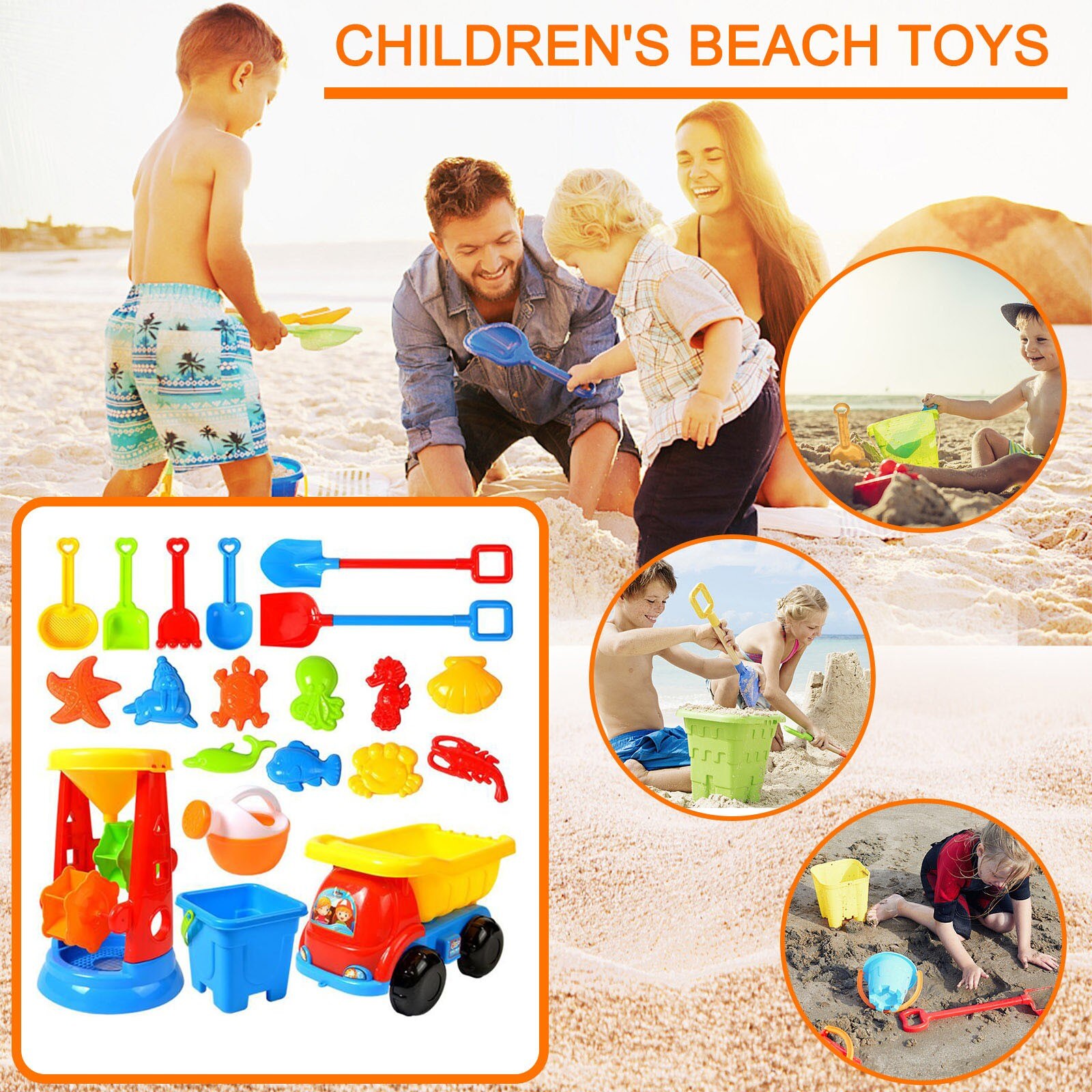 Baby Kids Toys 20pcs Beach Tools Set Sand Playing Toys Kids Fun Water Beach Seaside Tools Birthday Christmas for kid