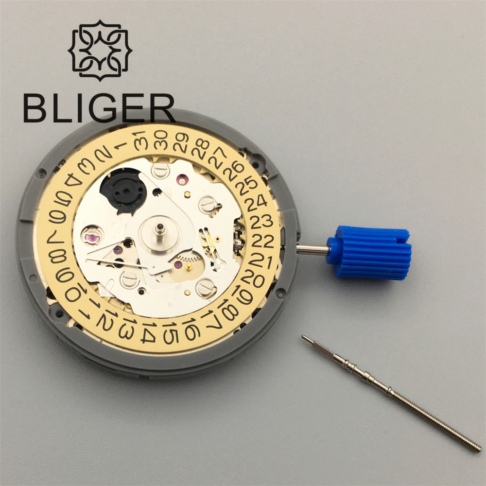 BLIGER-Montre mécanique automatique pour homme, mouvement de la couronne NH35A, réglage de la date en or, haute précision, noir, bleu, blanc, vert, 3,0, 3,8: Or