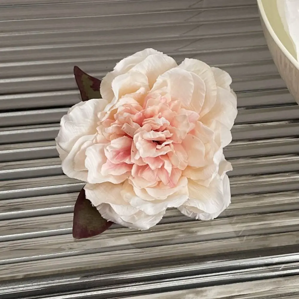 Söt blomma pion blomma hårspänne stora hårspännen håraccessoarer konstgjorda blommor hårnålar bohemiska sidohårspännen bröllop: Himmelsblå