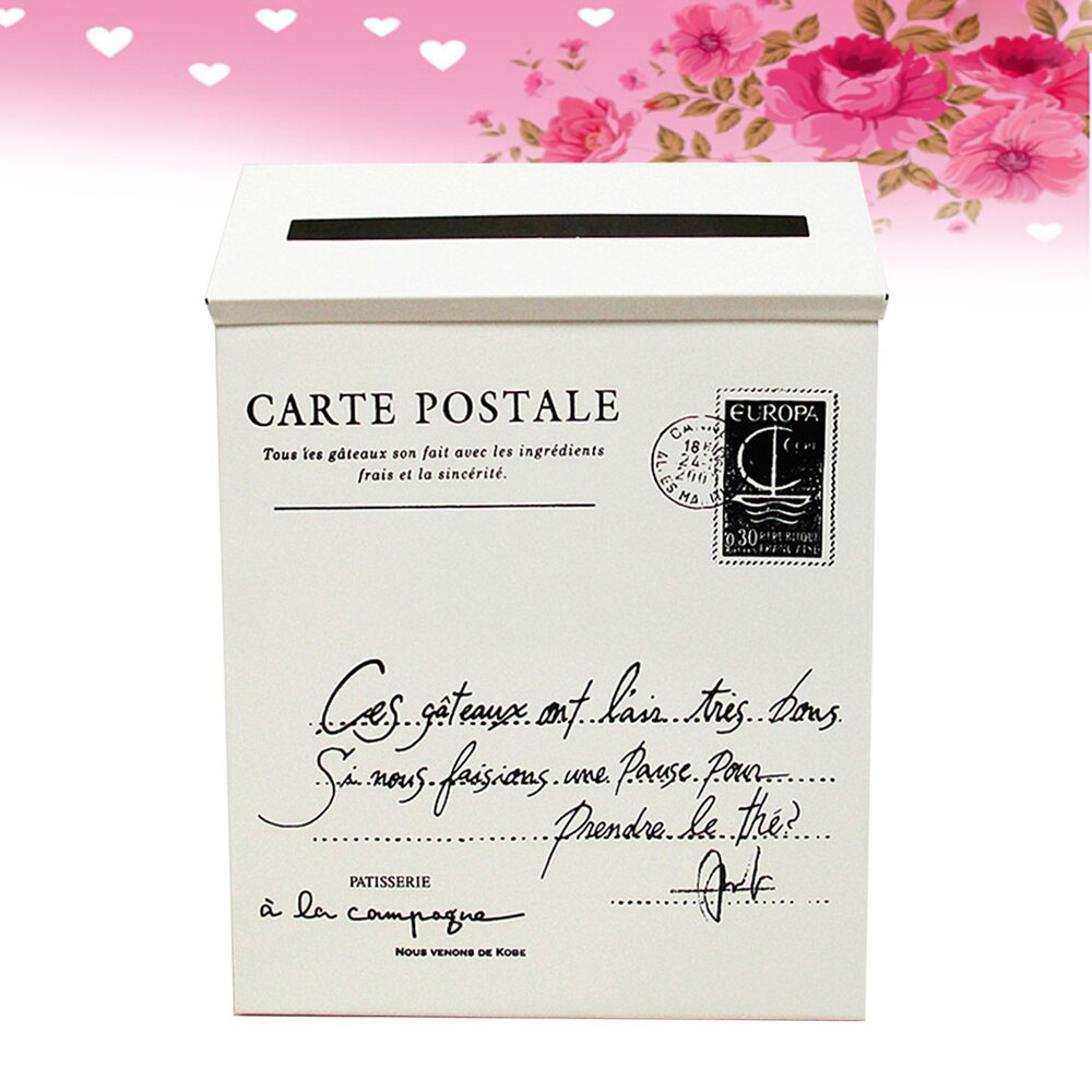 Post Box Mailbox Home Wall Decoration Ornament Photo Prop(Beige White)
