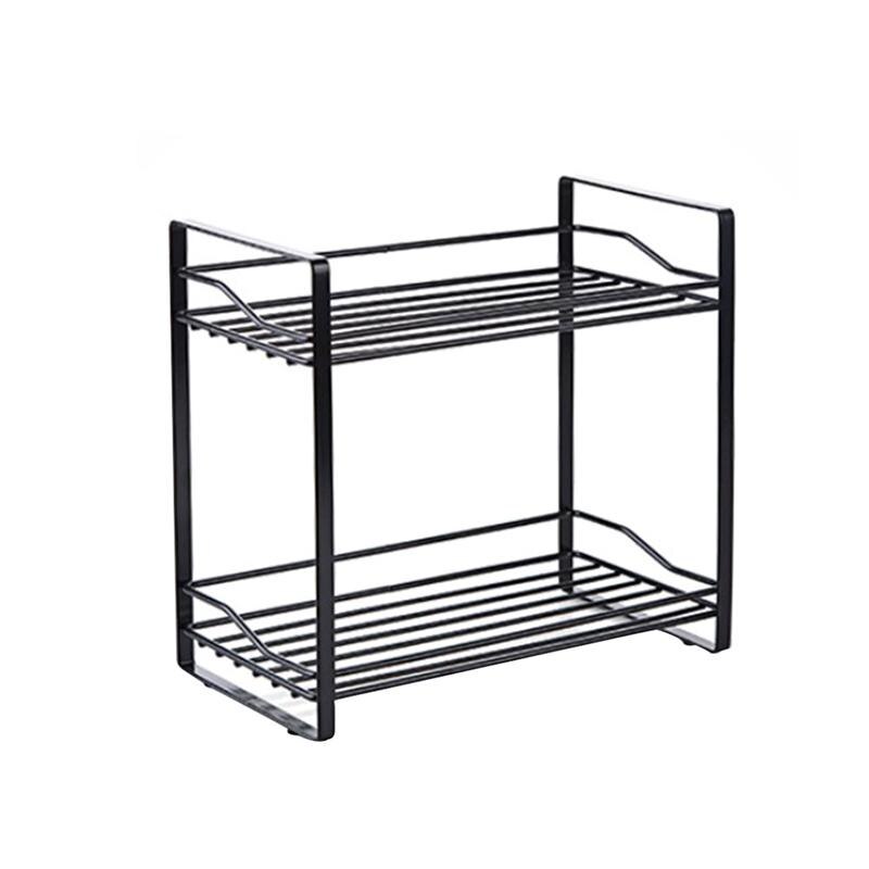 OUNONA-étagère de rangement de condiments, étagère à Double niveau, multifonction rangement pour cuisine, pour la salle de bain, bocaux à épices: Black