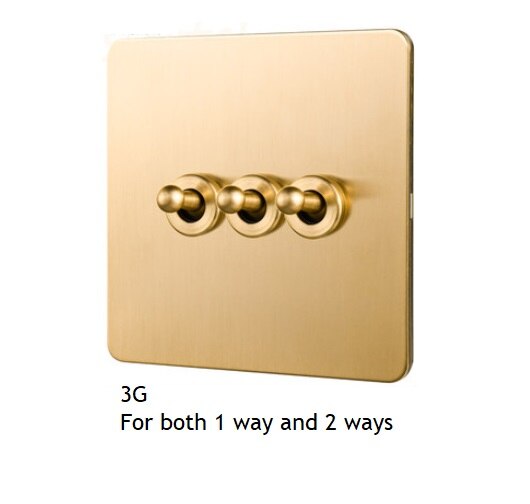 86MM Solid Brushed Brass Panel Wall Toggle Switch Brass Knob Retro Vintage Phone Fan Internet TV SCREW: 3G
