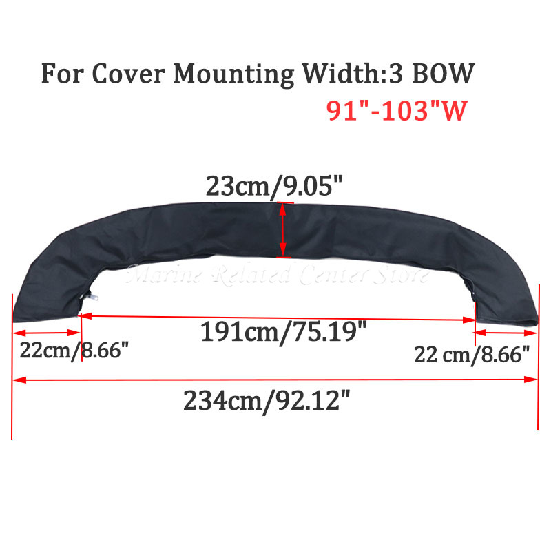 600D Bimini Top Boot Cover 3 Bow No Frame Waterproof Yacht Boat Cover with Zipper Anti UV Dustproof Cover Marine Accessories: Yellow